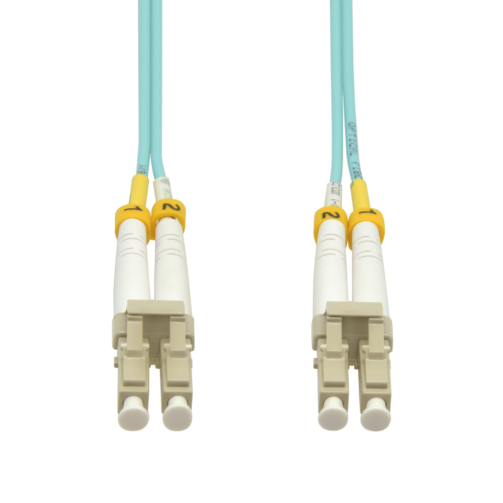 1.5m LC/UPC LC/UPC OM4 Multimoide Duplex OFNR 2.0mm Aqua Fiber Optic Patch Cable