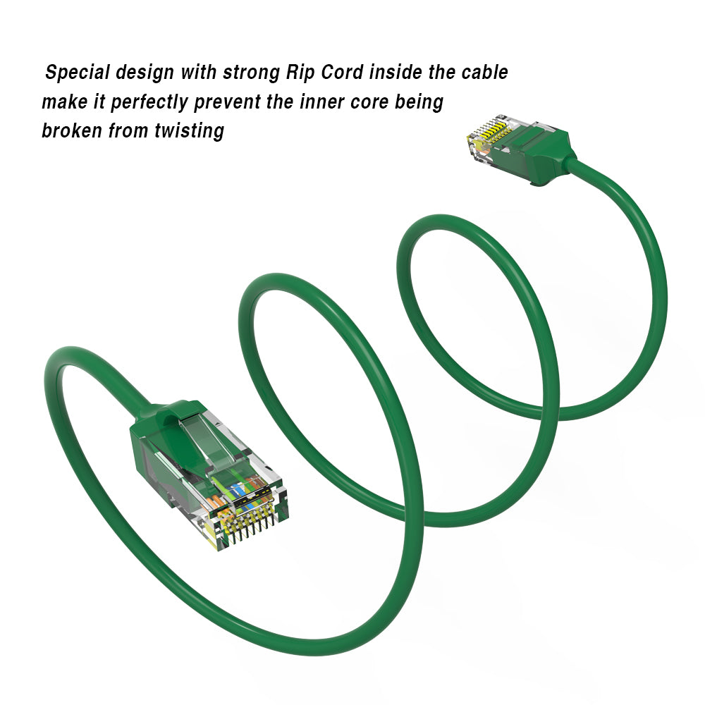 Cat.6 UTP Slim Cables 28AWG GREEN