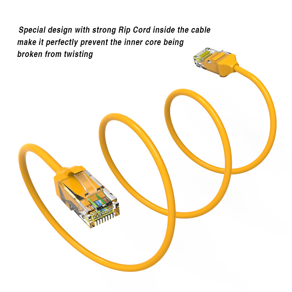 Cat.6 UTP Slim Cables 28AWG YELLOW