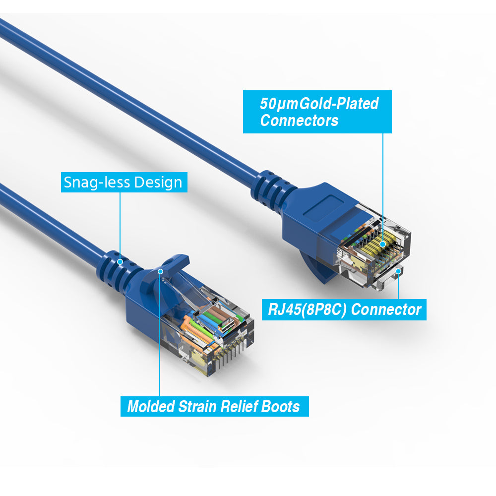 Cat.6A Slim Cables 28AWG BLUE