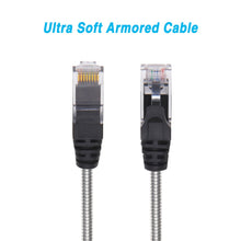 15FT CAT.6A Patch Cable Stainless Metal Armored Anti-Rodent Slim 28AWG