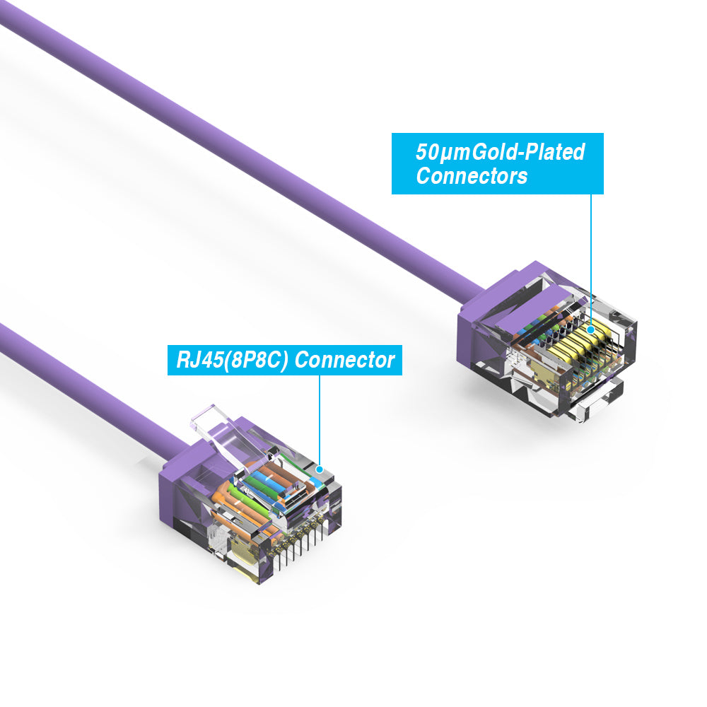 Cat.6A Super-Slim Cables 32AWG PURPLE