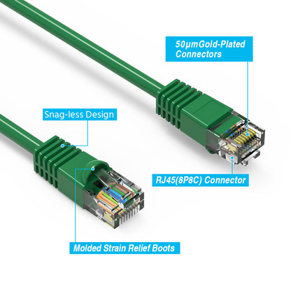 1Ft Cat5E UTP Ethernet Network Booted Cable Green