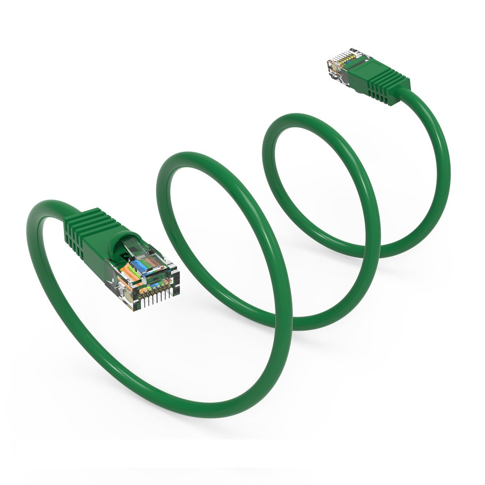 1Ft Cat5E UTP Ethernet Network Booted Cable Green
