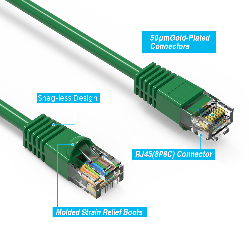 Cat.6 UTP Booted Cables GREEN