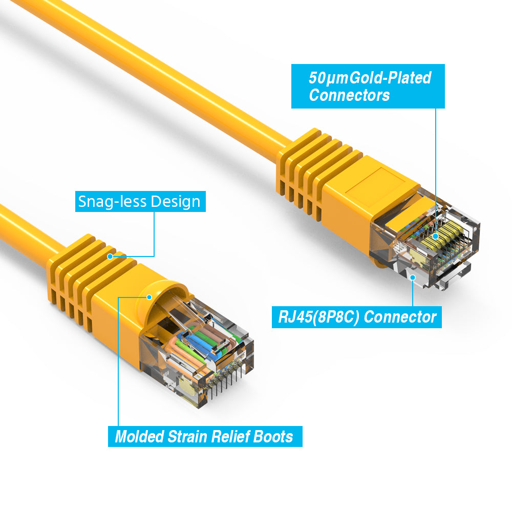 Cat.6 UTP Booted Cables YELLOW