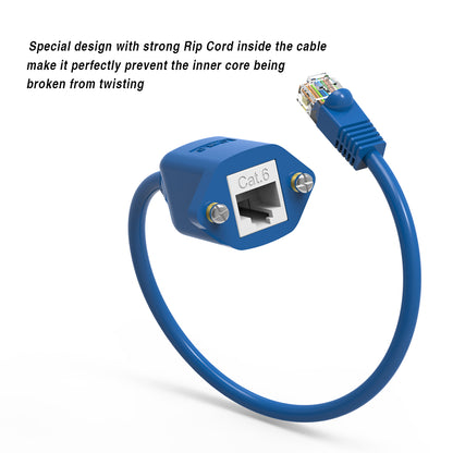 1Ft Panel-Mount Cat.6 Ethernet Cable Blue