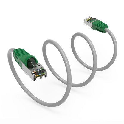 5Ft Cat.6 S/FTP Crossover Cable Gray Wire/Green Boot