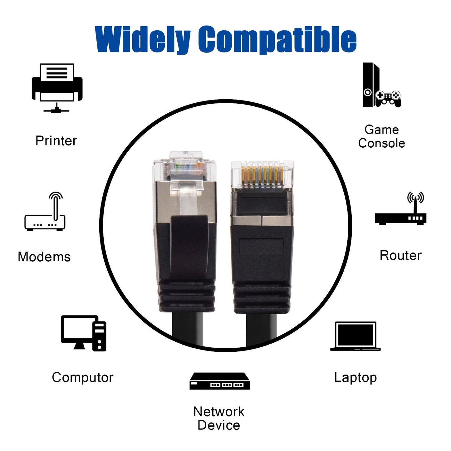 Cat6 U/FTP Flat Cables BLACK