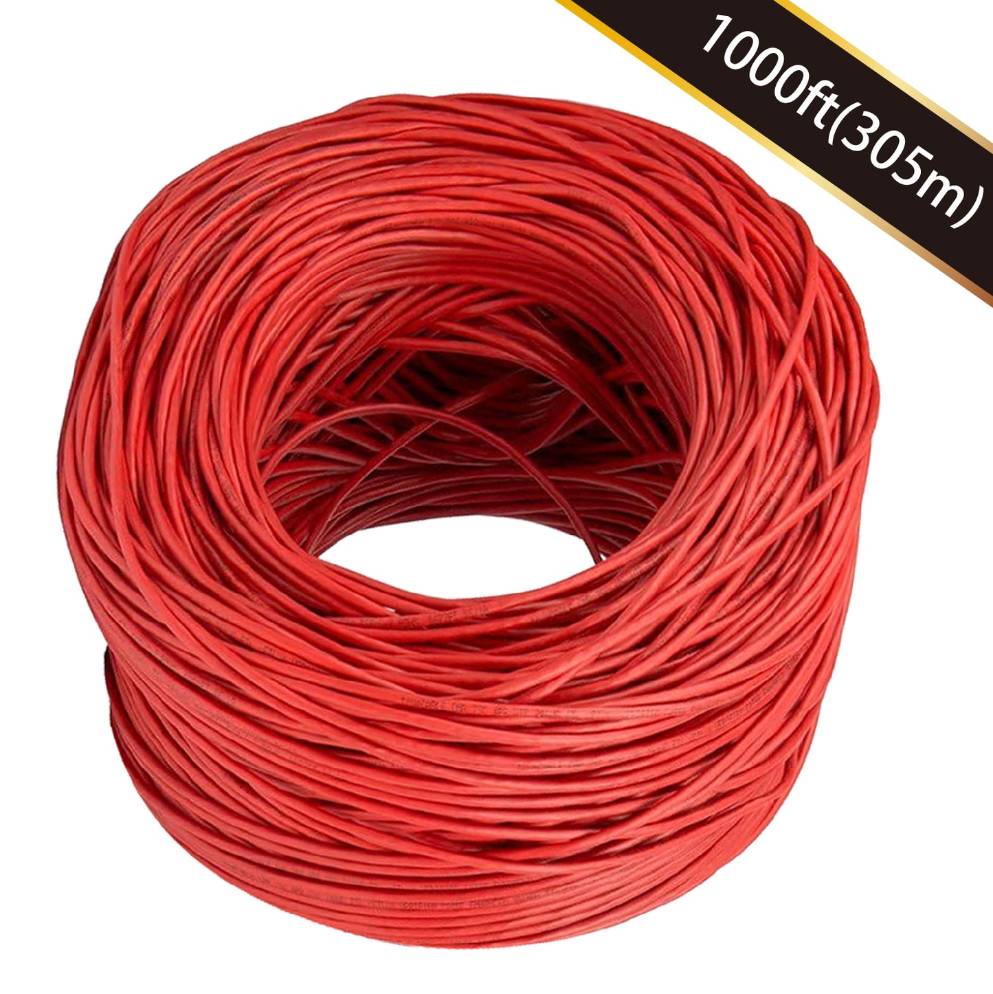 1000ft Cat.6 UTP 23AWG Solid CMR Bulk Cable Red, UL Listed