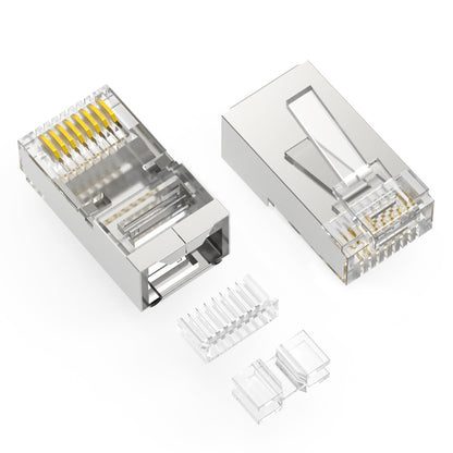 RJ45 Cat.6A Shielded Plug Stranded 50 Micron 3pc type 100pk