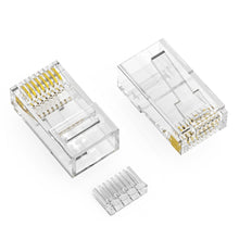 RJ45 Cat.6 Plug Solid 50 Micron Gold Plated 3 Prong w/Inserter 100pk