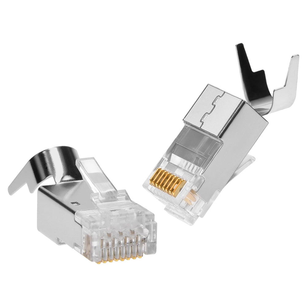 RJ45 Cat.6 Shielded Plug Solid 50Micron 1.5mm dia 3 Prong w/Inserter 100pk