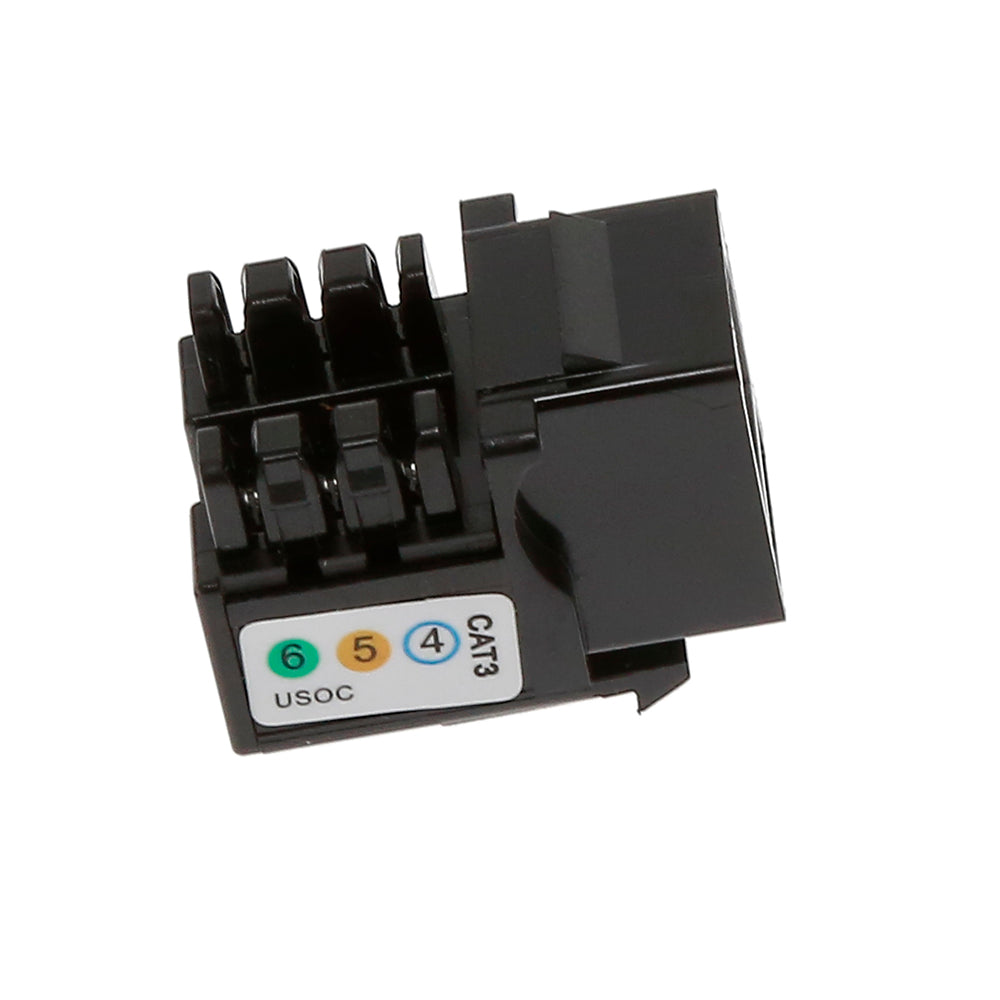 RJ11/12 (Cat.3) 110 Type Keystone Jack Black