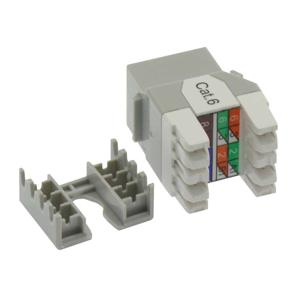 Cat.6 RJ45 110 Type 180° Keystone Jack Gray