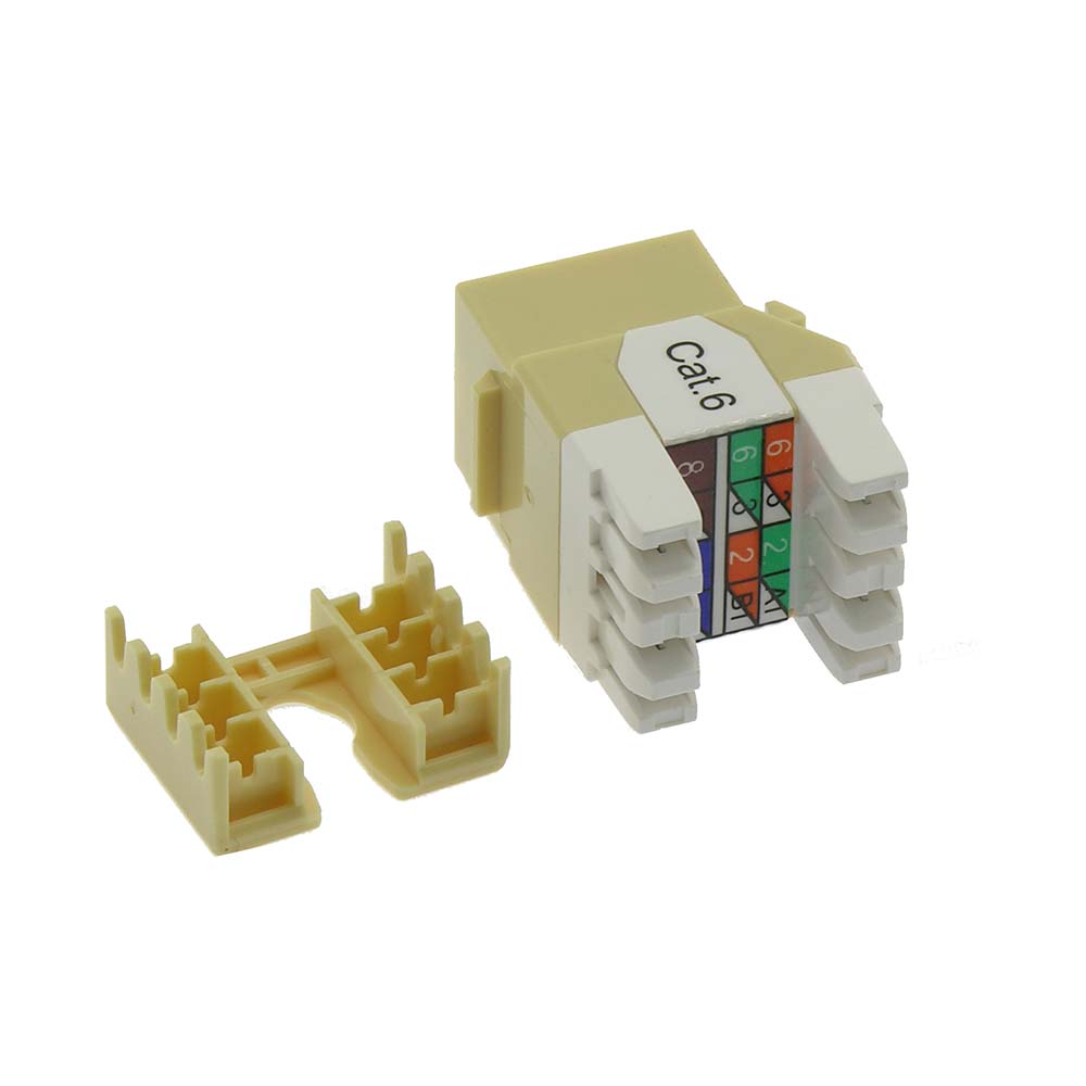 Cat.6 RJ45 110 Type 180° Keystone Jack Ivory