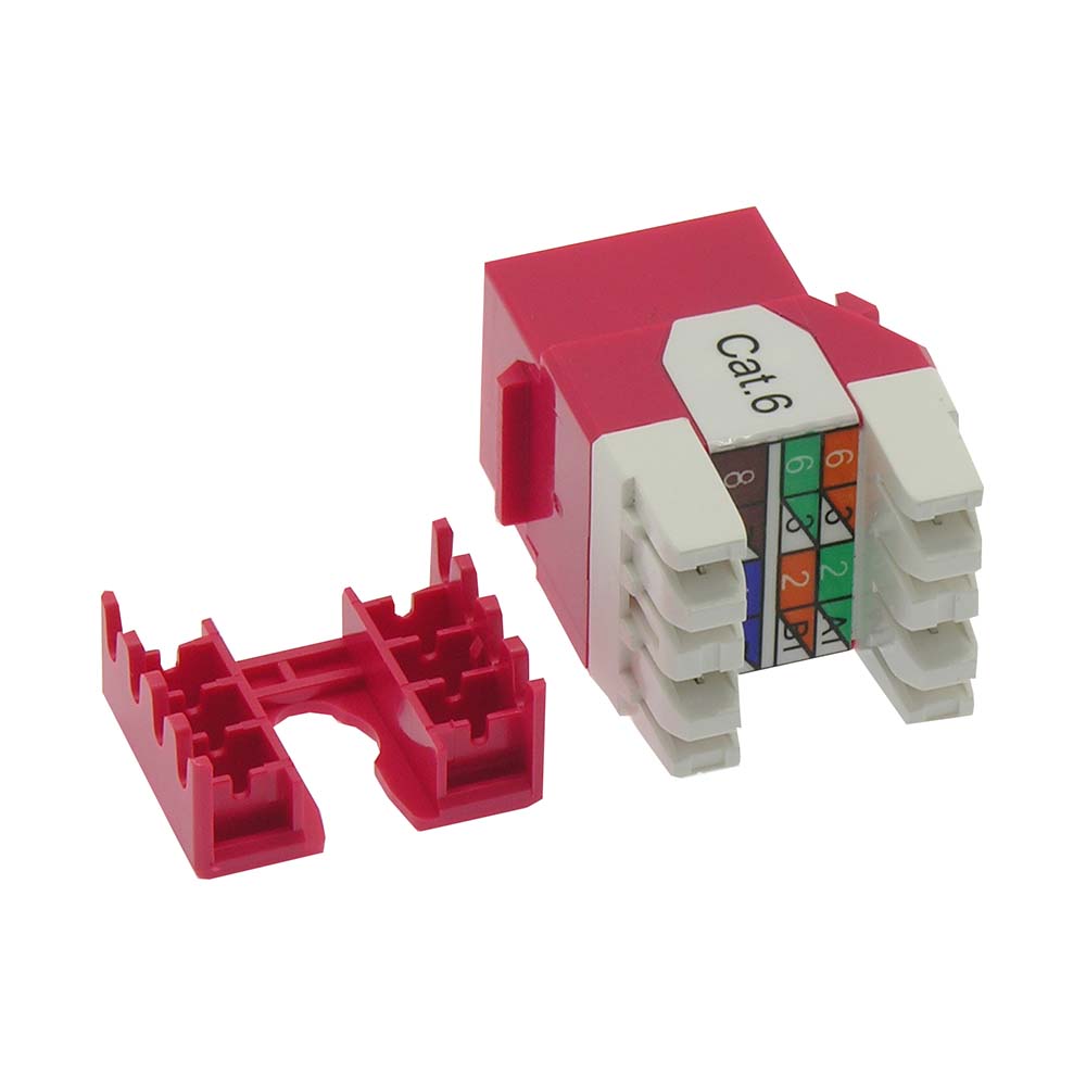 Cat.6 RJ45 110 Type 180° Keystone Jack Red