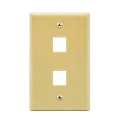 2Port Keystone Wallplate Ivory Smooth Face