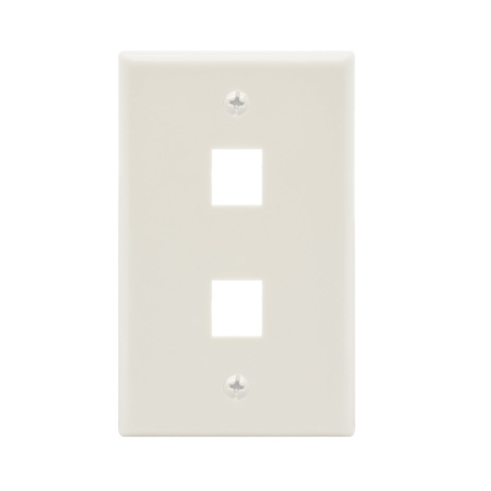 2Port Keystone Wallplate White Smooth Face