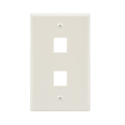 2Port Keystone Wallplate White Smooth Face