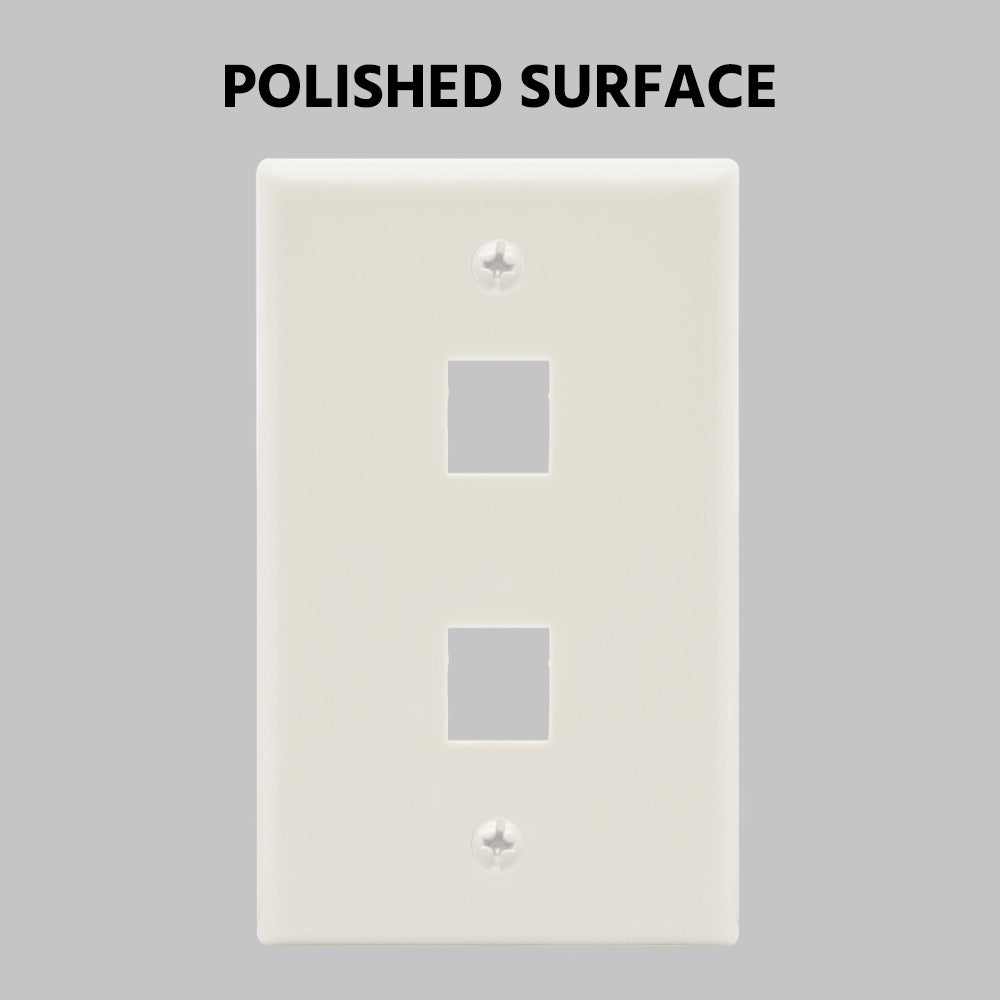 2Port Keystone Wallplate White Smooth Face