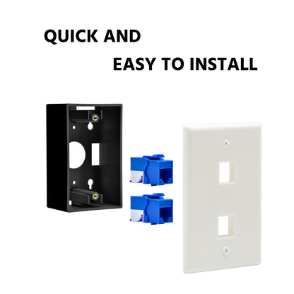 2Port Keystone Wallplate White Smooth Face