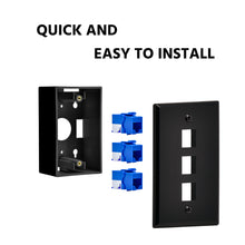 3Port Keystone Wallplate Black Smooth Face