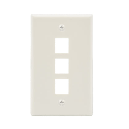 3Port Keystone Wallplate White Smooth Face
