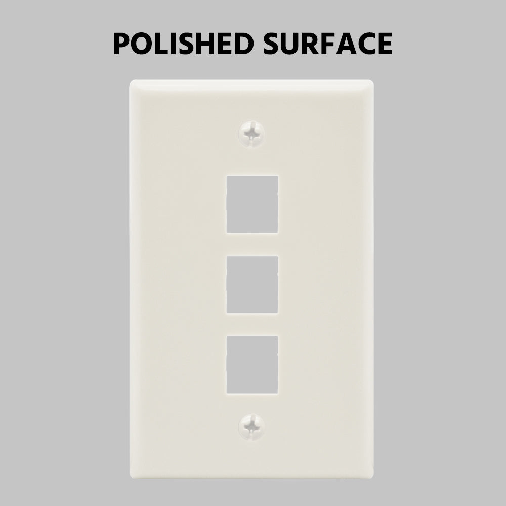3Port Keystone Wallplate White Smooth Face