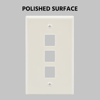 3Port Keystone Wallplate White Smooth Face
