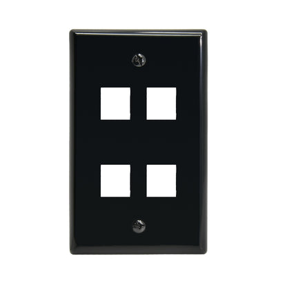 4Port Keystone Wallplate Black Smooth Face