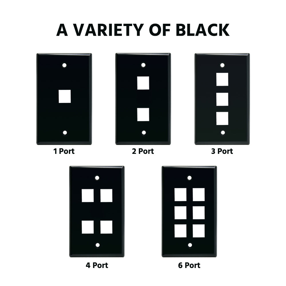 4Port Keystone Wallplate Black Smooth Face