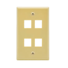 4Port Keystone Wallplate Ivory Smooth Face