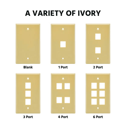 4Port Keystone Wallplate Ivory Smooth Face