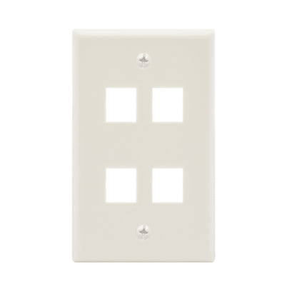 4Port Keystone Wallplate White Smooth Face