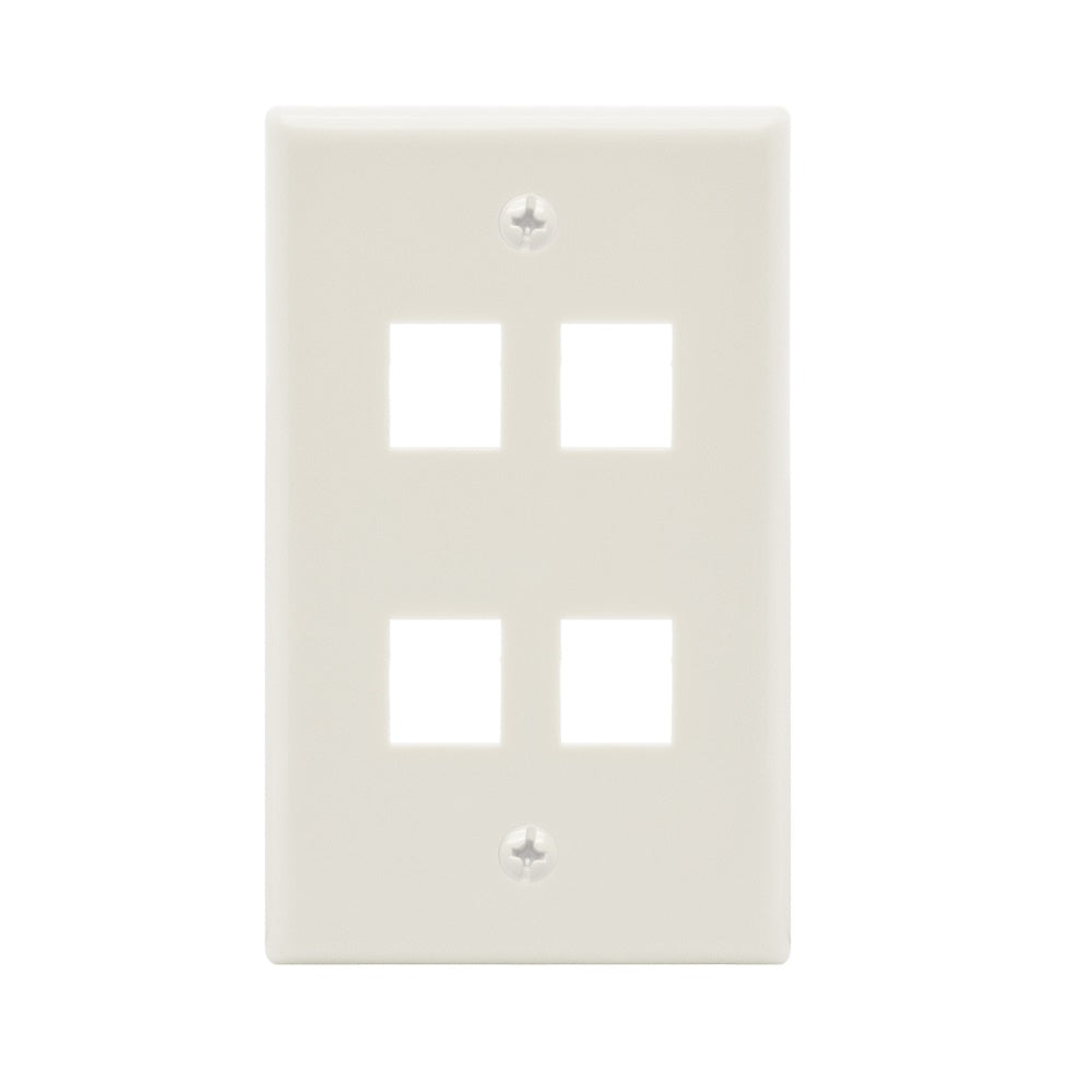 4Port Keystone Wallplate White Smooth Face