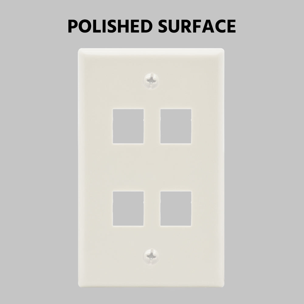 4Port Keystone Wallplate White Smooth Face