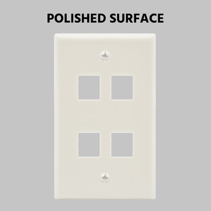 4Port Keystone Wallplate White Smooth Face