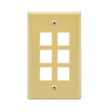 6Port Keystone Wallplate Ivory Smooth Face