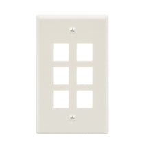 6Port Keystone Wallplate White Smooth Face
