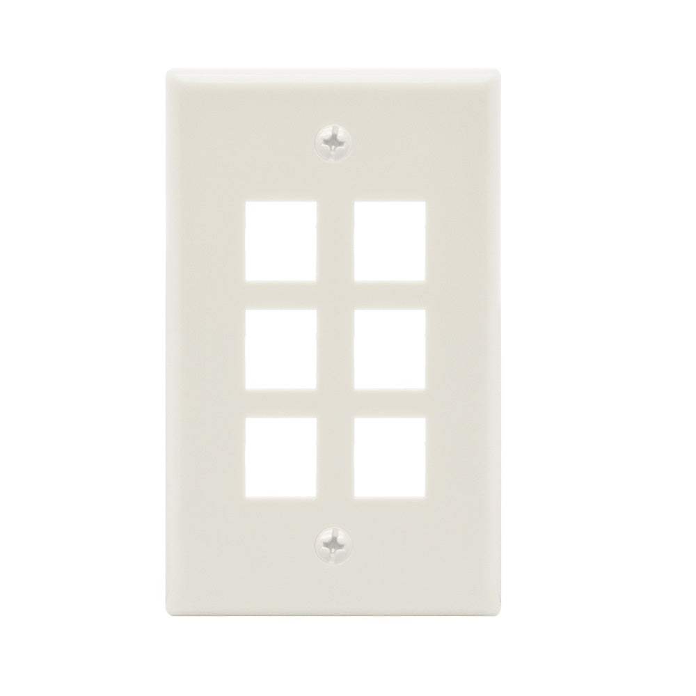 6Port Keystone Wallplate White Smooth Face