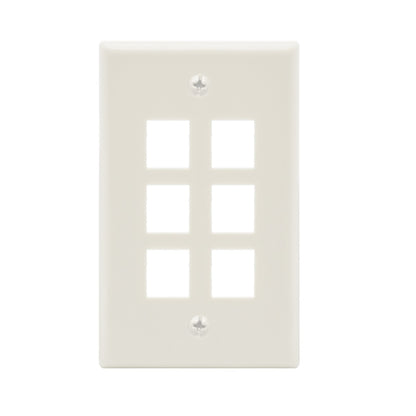 6Port Keystone Wallplate White Smooth Face