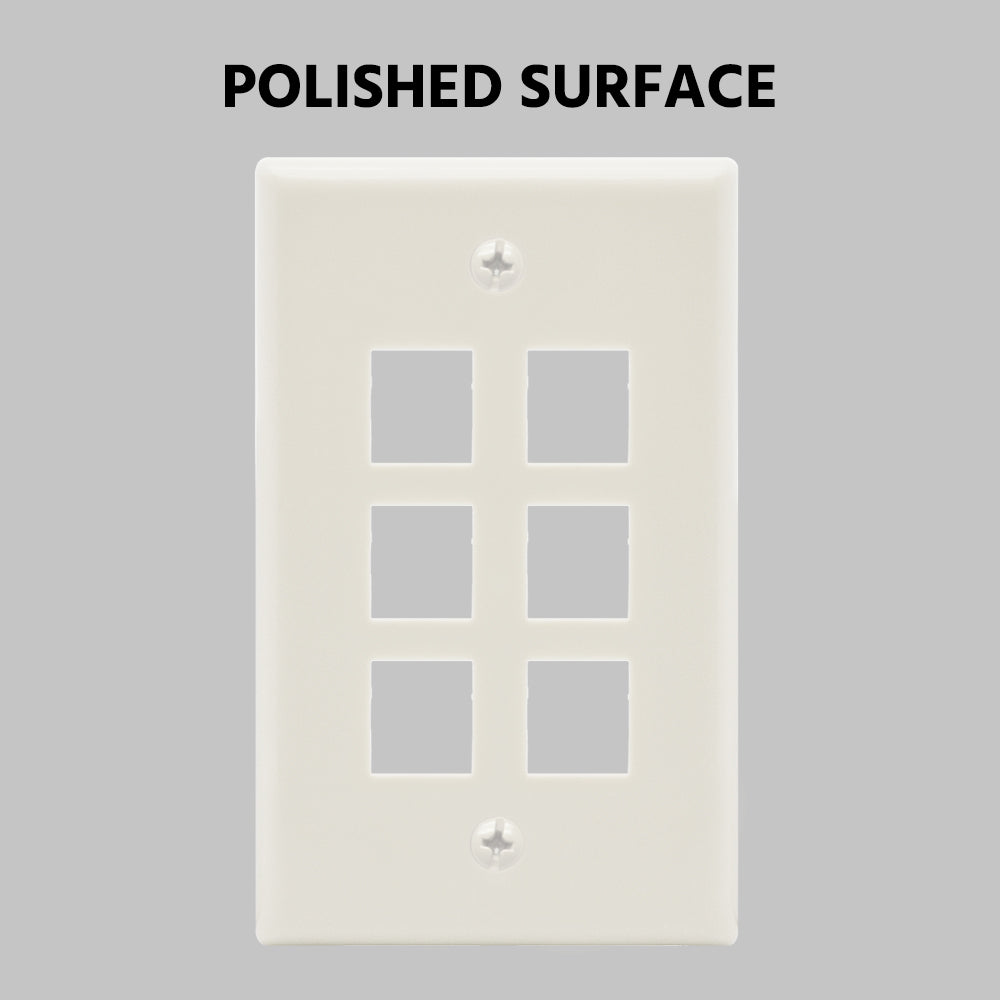 6Port Keystone Wallplate White Smooth Face