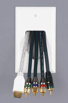 1-Gang Recessed Low Voltage Cable Plate, Ivory
