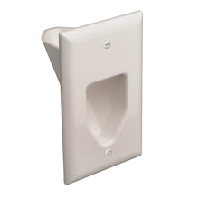 1-Gang Recessed Low Voltage Cable Plate, White