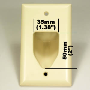 1-Gang Recessed Low Voltage Cable Plate, Ivory