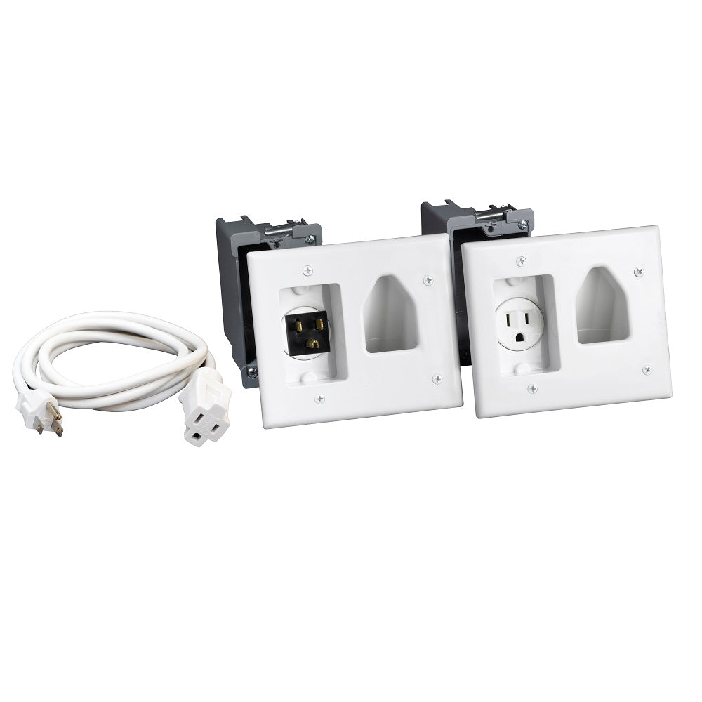 Recessed Pro-Power Kit with Straight Blade Inlet, White