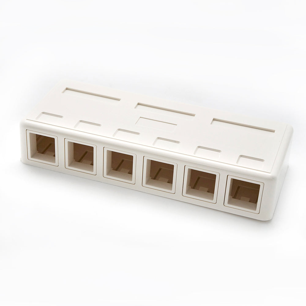 6 Port RJ45 Surface Mount Box White (Box Only)