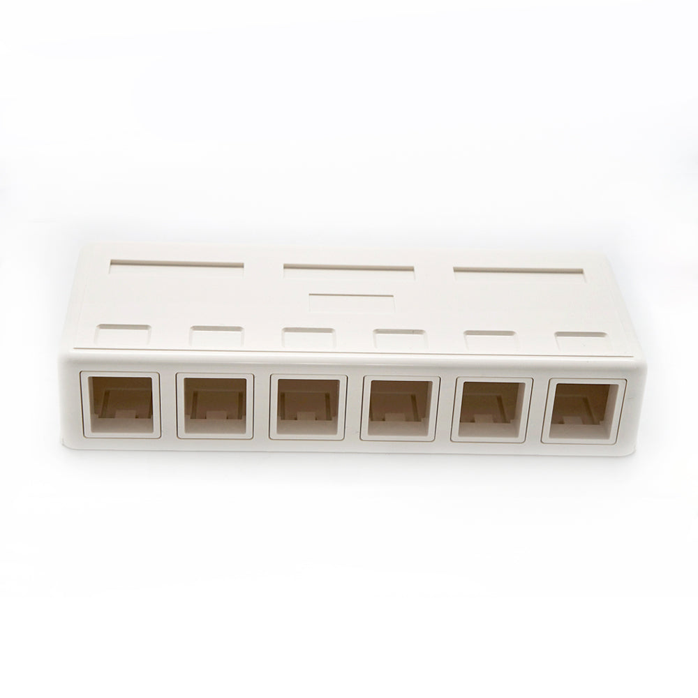6 Port RJ45 Surface Mount Box White (Box Only)