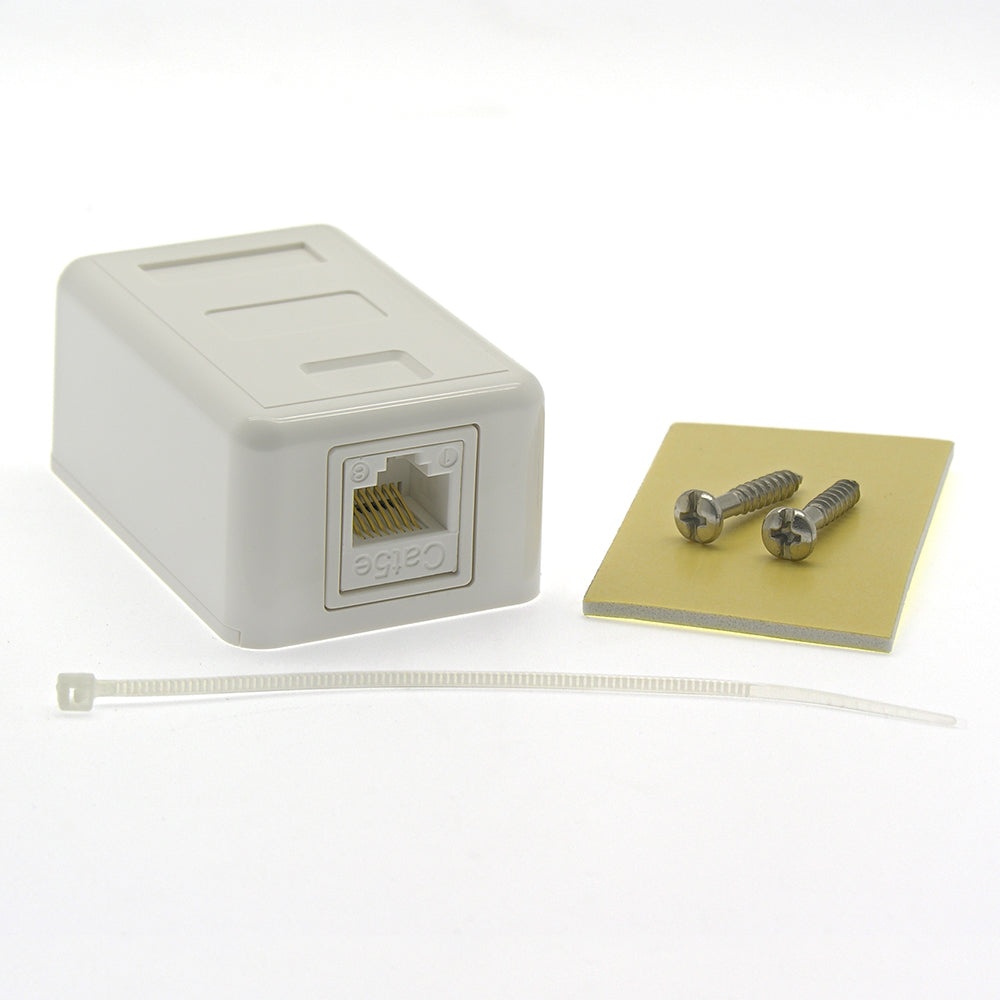 Cat.5E 1-Port Surfacemount Box White w/keystone Jack